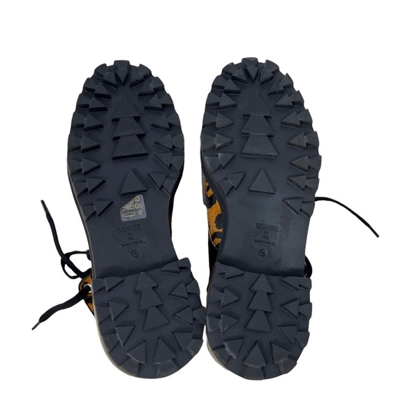 Schutz Maylova Animal Print Boots Lace Up Size 8 Leopard Print Block Heel - Picture 6 of 6